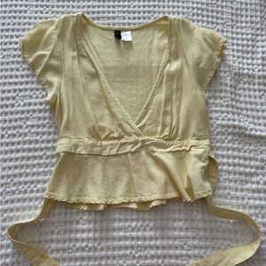 H&M Light Yellow Wrap Blouse